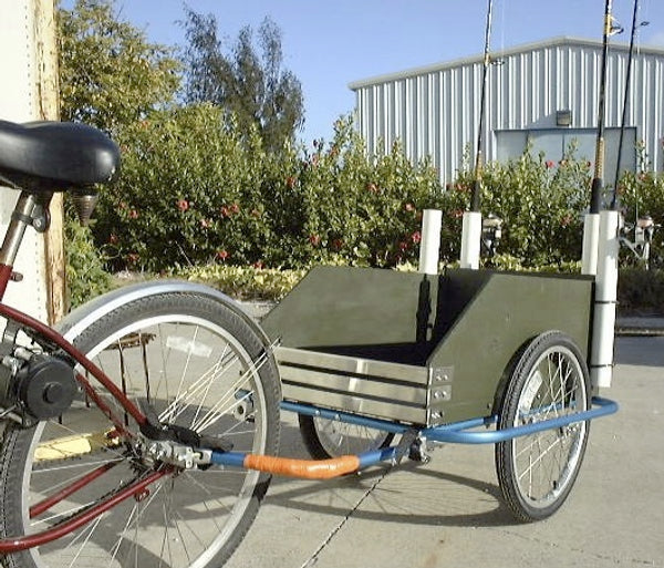 The garden/uti;ity cart converts from a hand drawn cart to a bicycle drawn cart with the use of two hand seat post clamps and a few snap buttons clamps